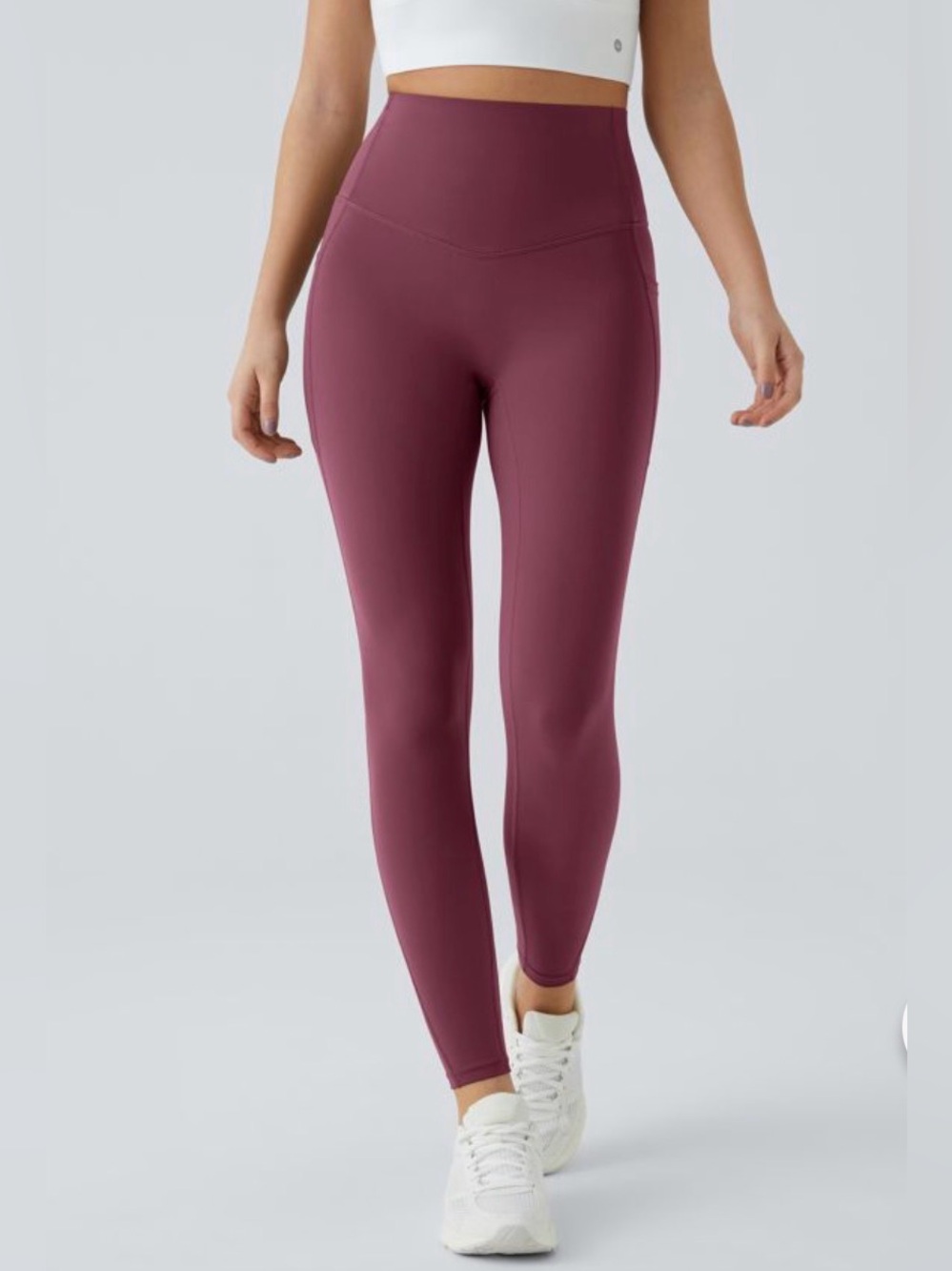 High-Waist Seamless Leggings - Wine